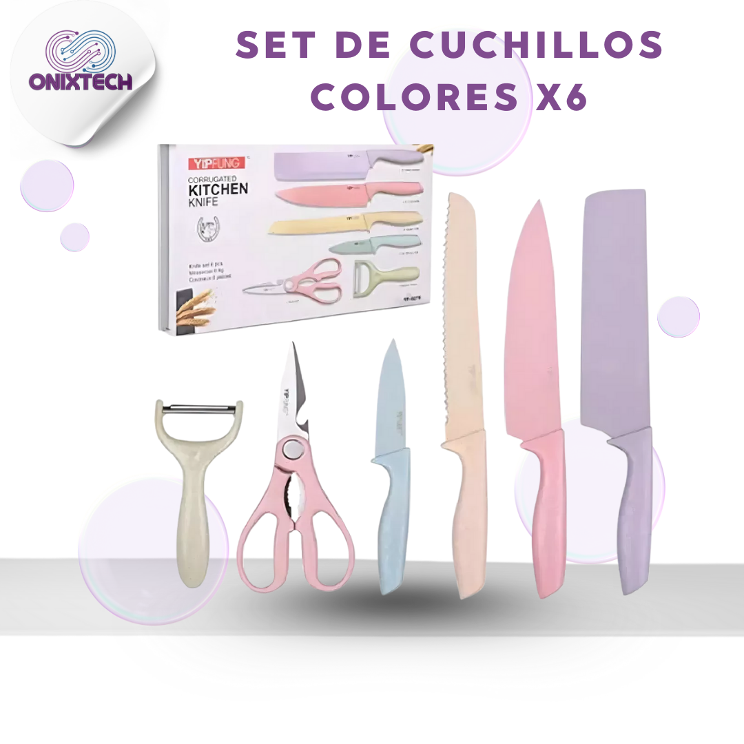 SET DE CUCHILLOS COLORES X6