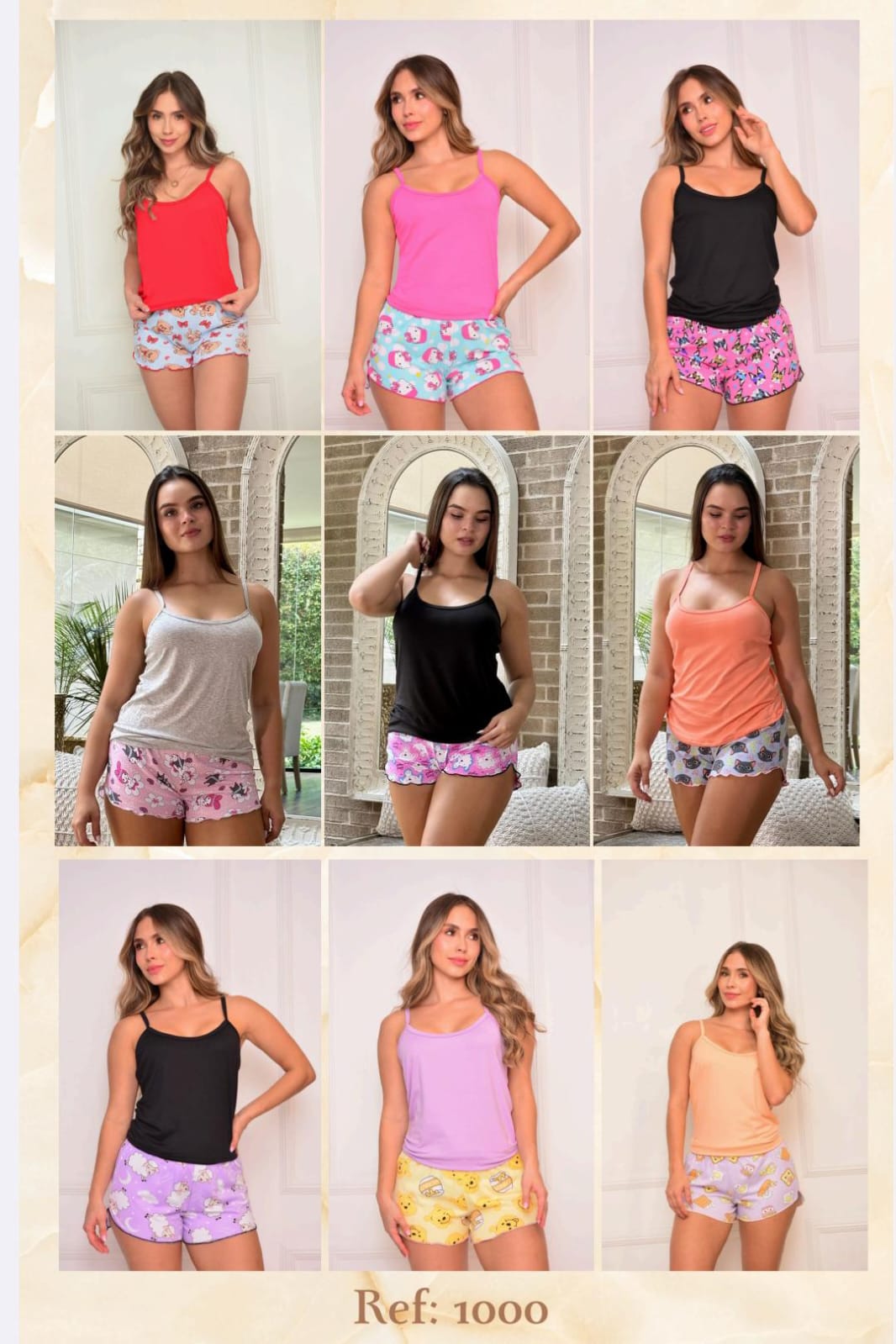 PIJAMAS SHORTS BLUSAS TIRAS